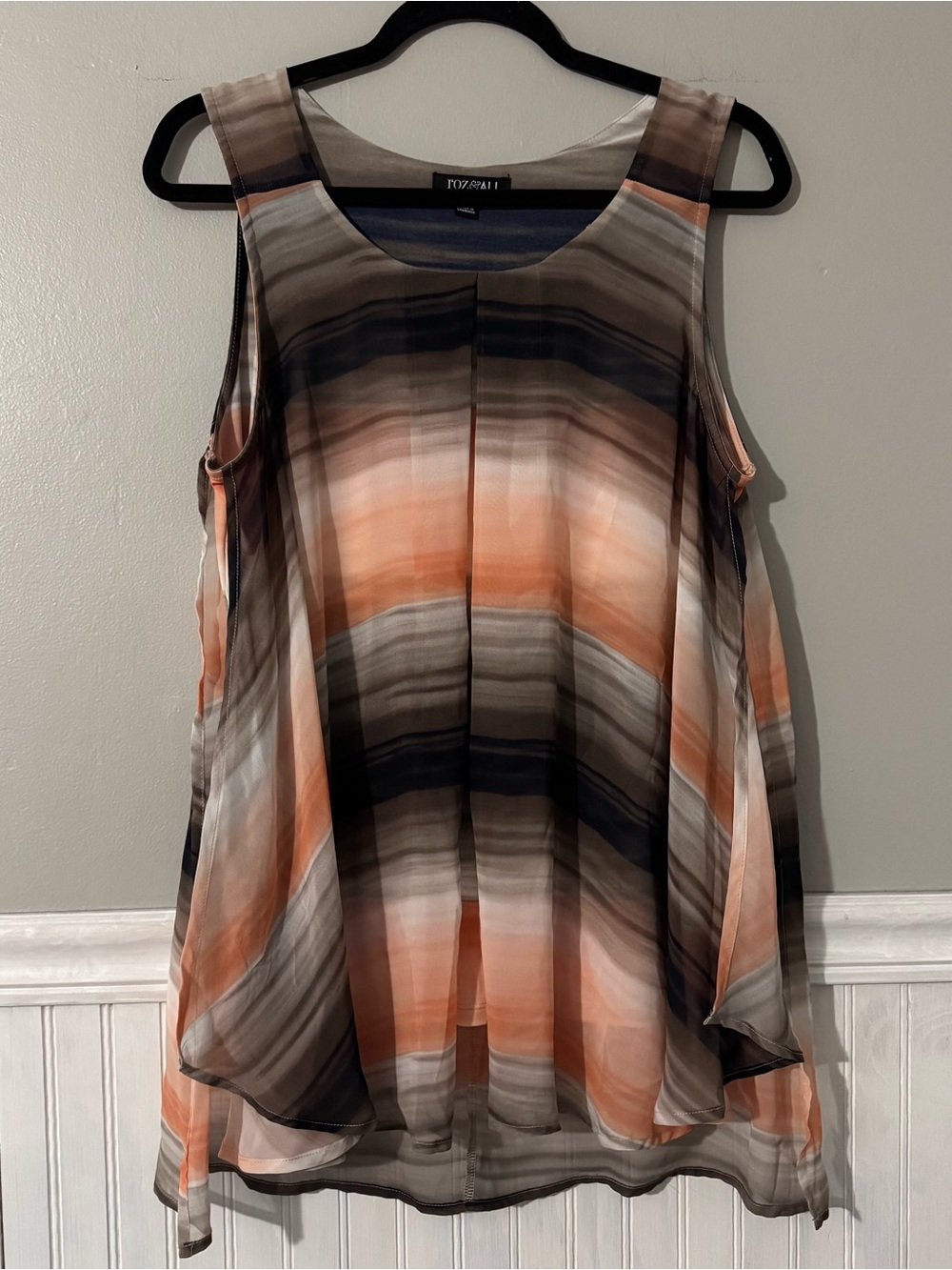 Roz & Ali Women’s Layered Flowy Sleeveless Casual Dressy Tank Blouse size L
